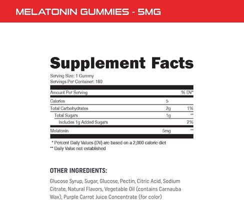 باكد أب ميلاتونين 5 ملغ، 180 قطعة مضغ - بنكهة الفراولة - غير معدلة وراثيًا، أساسيات خالية من الغلوتين - 180 وجبة in Kuwait
