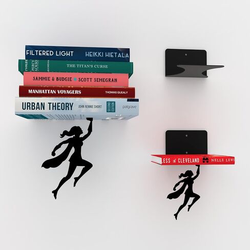 Artori Design Floating Bookshelf for Kids, Invisible Metal Book Shelf, Wall Decore Bookshelf for Book Lovers (Superhero) in Saudi Arabia