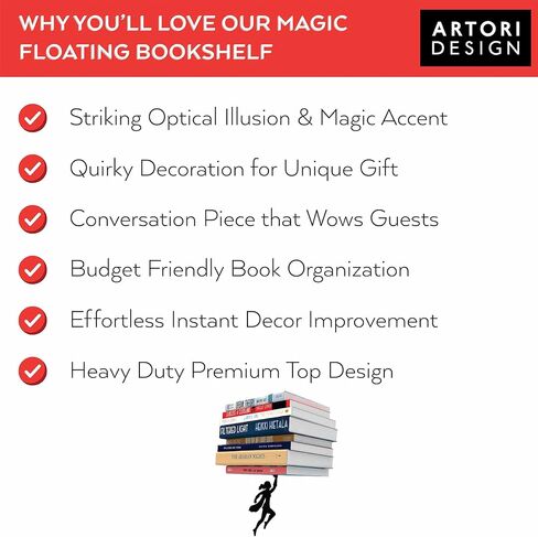 Artori Design Floating Bookshelf for Kids, Invisible Metal Book Shelf, Wall Decore Bookshelf for Book Lovers (Superhero) in Saudi Arabia