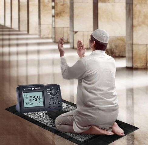 Hitopin Muslim Azan Table Clock Azan Athan Prayer Clock Black Color Complete Azan for All Prayers Qibla Direction HP-3006 in Kuwait