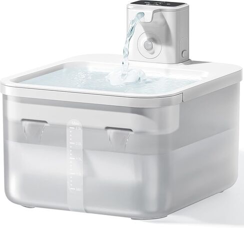 DownyPaws Wireless Cat Water Fountain, Battery Operated Automatic Pet Water Fountain with Motion Sensor, 84oz/2.5L Ultra Quiet Dog Water Dispenser Inside in Kuwait