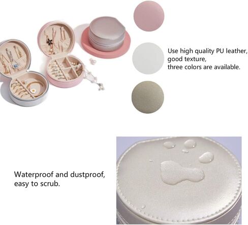 NuAngela Jewelry Box Small Travel Jewelry Bags Organizer,PU Leather Storage Display Case,Portable Jewelry Holder for Women’s Necklace Earring Rings Accessories (Three-Layer, Champagne) in Kuwait