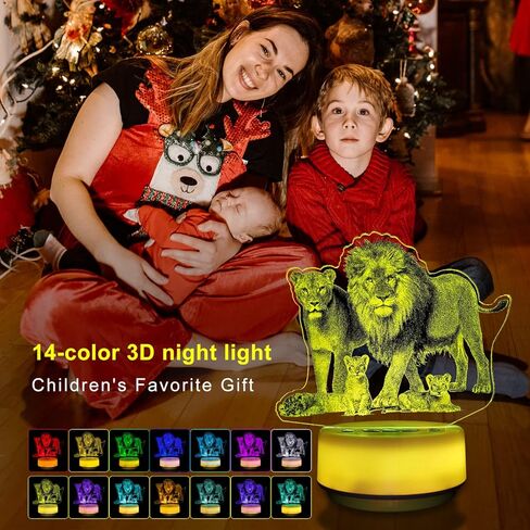 مصباح ليلي بتصميم اسد للاطفال، مصباح ديكور اسد و16 لون متغير مع مؤقت، جهاز تحكم عن بعد ولمس، هدايا عيد الميلاد والكريسماس للبنات والاولاد لديكور غرفة الاطفال او مصباح بجانب السرير in Kuwait