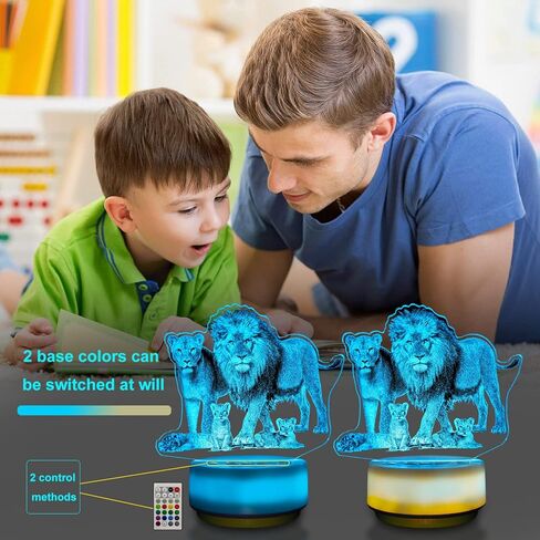 مصباح ليلي بتصميم اسد للاطفال، مصباح ديكور اسد و16 لون متغير مع مؤقت، جهاز تحكم عن بعد ولمس، هدايا عيد الميلاد والكريسماس للبنات والاولاد لديكور غرفة الاطفال او مصباح بجانب السرير in Kuwait