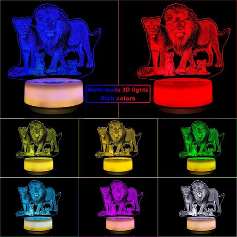 مصباح ليلي بتصميم اسد للاطفال، مصباح ديكور اسد و16 لون متغير مع مؤقت، جهاز تحكم عن بعد ولمس، هدايا عيد الميلاد والكريسماس للبنات والاولاد لديكور غرفة الاطفال او مصباح بجانب السرير in Kuwait