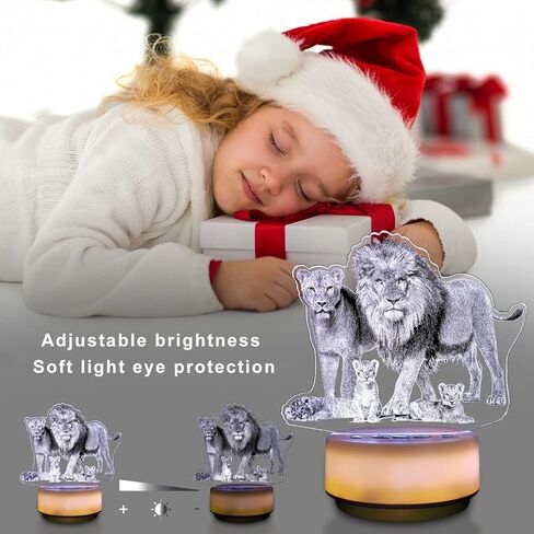 مصباح ليلي بتصميم اسد للاطفال، مصباح ديكور اسد و16 لون متغير مع مؤقت، جهاز تحكم عن بعد ولمس، هدايا عيد الميلاد والكريسماس للبنات والاولاد لديكور غرفة الاطفال او مصباح بجانب السرير in Kuwait