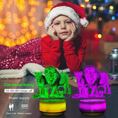 مصباح ليلي بتصميم اسد للاطفال، مصباح ديكور اسد و16 لون متغير مع مؤقت، جهاز تحكم عن بعد ولمس، هدايا عيد الميلاد والكريسماس للبنات والاولاد لديكور غرفة الاطفال او مصباح بجانب السرير in Kuwait