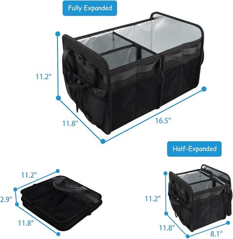 منظم صندوق السيارة القابل للطي من فيروك، محطة تغيير حفاضات منظم حفاضات الأطفال مع مقسم قابل للإزالة، علبة سيارة شاحنة ذات سعة كبيرة مع وسادة تغيير لتغيير الحفاضات، رمادي in Kuwait