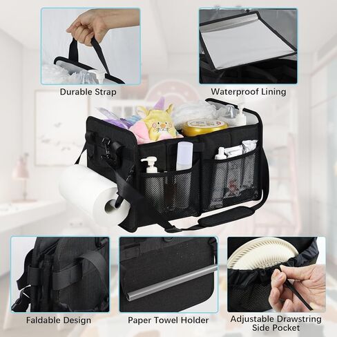 منظم صندوق السيارة القابل للطي من فيروك، محطة تغيير حفاضات منظم حفاضات الأطفال مع مقسم قابل للإزالة، علبة سيارة شاحنة ذات سعة كبيرة مع وسادة تغيير لتغيير الحفاضات، رمادي in Kuwait