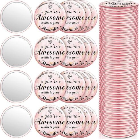 Gulfmew 2.76 Inch 36 Pcs Inspirational Compact Mirror Bulk Employee Gifts Round Makeup Glass Mirror Personal Purse Pocket Mini Mirror for Women Girls Coworker Nurse Friends(You're Awesome) in Saudi Arabia