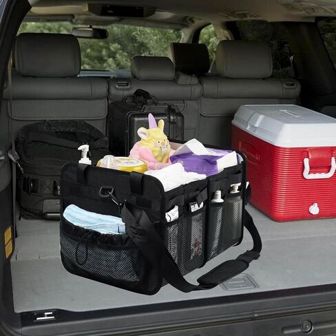 منظم صندوق السيارة القابل للطي من فيروك، محطة تغيير حفاضات منظم حفاضات الأطفال مع مقسم قابل للإزالة، علبة سيارة شاحنة ذات سعة كبيرة مع وسادة تغيير لتغيير الحفاضات، رمادي in Kuwait