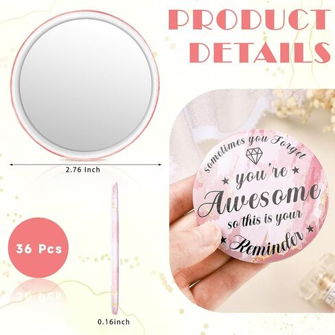 Gulfmew 2.76 Inch 36 Pcs Inspirational Compact Mirror Bulk Employee Gifts Round Makeup Glass Mirror Personal Purse Pocket Mini Mirror for Women Girls Coworker Nurse Friends(You're Awesome) in Saudi Arabia