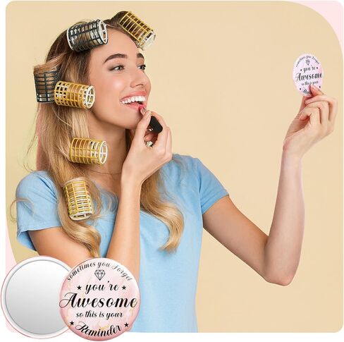 Gulfmew 2.76 Inch 36 Pcs Inspirational Compact Mirror Bulk Employee Gifts Round Makeup Glass Mirror Personal Purse Pocket Mini Mirror for Women Girls Coworker Nurse Friends(You're Awesome) in Saudi Arabia