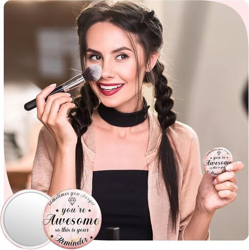 Gulfmew 2.76 Inch 36 Pcs Inspirational Compact Mirror Bulk Employee Gifts Round Makeup Glass Mirror Personal Purse Pocket Mini Mirror for Women Girls Coworker Nurse Friends(You're Awesome) in Saudi Arabia