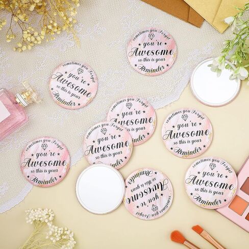 Gulfmew 2.76 Inch 36 Pcs Inspirational Compact Mirror Bulk Employee Gifts Round Makeup Glass Mirror Personal Purse Pocket Mini Mirror for Women Girls Coworker Nurse Friends(You're Awesome) in Saudi Arabia
