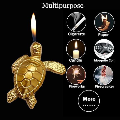 Creative Desktop Golden Turtle Butane Lighter - Cool Portable Gas Lighter With Adjustable Soft Flame, Refillable for Outdoor Indoor Use - Men's Boyfriend Gift in Saudi Arabia