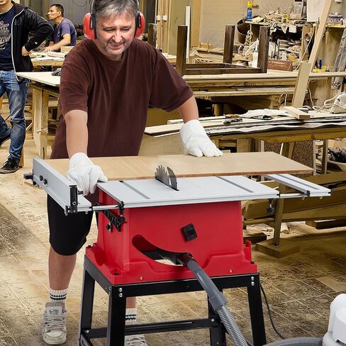 منشار طاولة، منشار متعدد الوظائف TROPOW 10 بوصة 15 أمبير مع حامل وعصا دفع لجانب العمل، قطع متقاطع 90 درجة و0-45 درجة قطع مشطوف، سرعة قطع تصل إلى 5000 دورة في الدقيقة، ارتفاع شفرة قابل للتعديل، مثالي للأعمال الخشبية in Kuwait