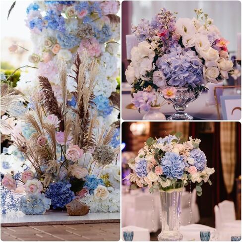 Musunny Hydrangea Artificial Flowers Real Touch 21 Inches Large Faux Hydrangeas 3pcs Silk Flowers with Stems for Home Wedding Decor (White) in Kuwait