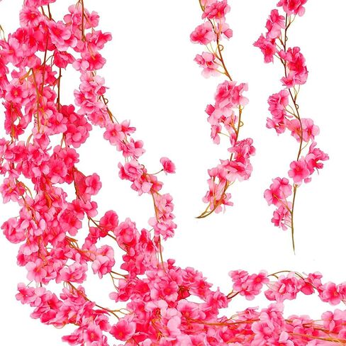 حرير صناعي زهر الكرز الكرمة 2 حزمة روز الوردي فو الكرز الزهور الروطان شنقا اكاليل للحفلة الزفاف عطلة الديكور المنزل فندق حديقة ممر الشرفة جدار ديكور in Kuwait