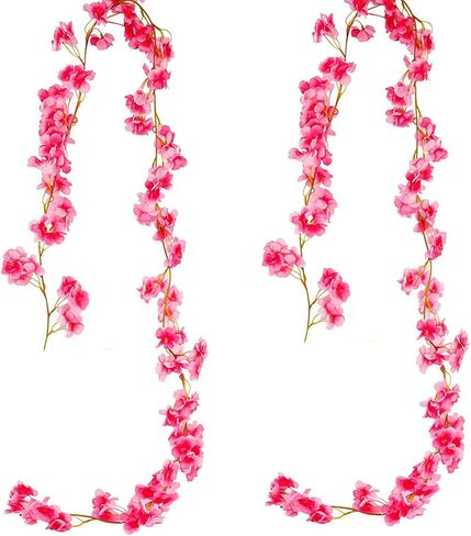 حرير صناعي زهر الكرز الكرمة 2 حزمة روز الوردي فو الكرز الزهور الروطان شنقا اكاليل للحفلة الزفاف عطلة الديكور المنزل فندق حديقة ممر الشرفة جدار ديكور in Kuwait