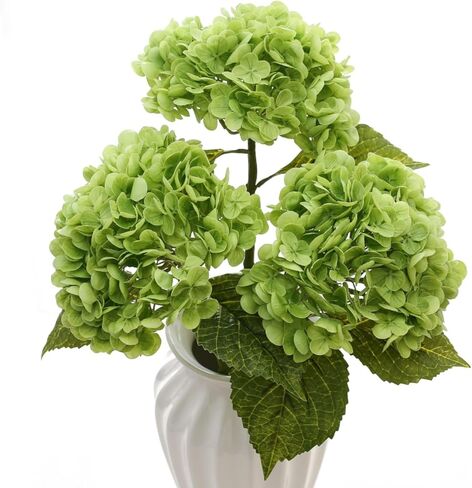Musunny Hydrangea Artificial Flowers Real Touch 21 Inches Large Faux Hydrangeas 3pcs Silk Flowers with Stems for Home Wedding Decor (White) in Kuwait