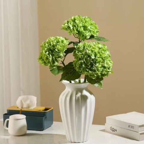 Musunny Hydrangea Artificial Flowers Real Touch 21 Inches Large Faux Hydrangeas 3pcs Silk Flowers with Stems for Home Wedding Decor (White) in Kuwait