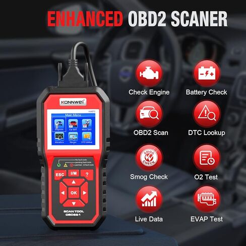 ماسح ضوئي KONNWEI KW870 Obd2 مع جهاز اختبار بطارية 6 فولت 12 فولت، ماسح ضوئي تشخيصي للسيارة 2 في 1، جهاز فحص حمل مولد بطارية السيارة، أداة فحص قارئ رمز المحرك in Kuwait