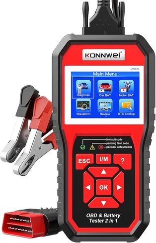 ماسح ضوئي KONNWEI KW870 Obd2 مع جهاز اختبار بطارية 6 فولت 12 فولت، ماسح ضوئي تشخيصي للسيارة 2 في 1، جهاز فحص حمل مولد بطارية السيارة، أداة فحص قارئ رمز المحرك in Kuwait