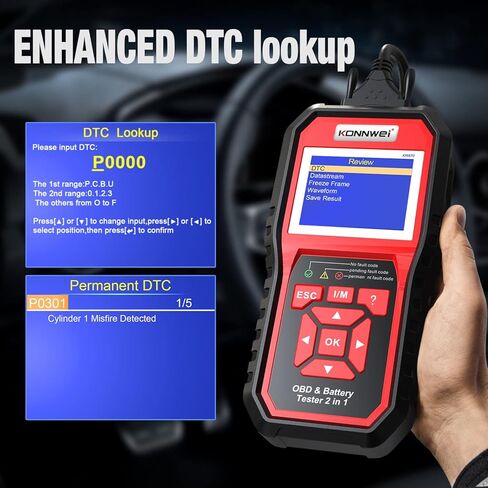 ماسح ضوئي KONNWEI KW870 Obd2 مع جهاز اختبار بطارية 6 فولت 12 فولت، ماسح ضوئي تشخيصي للسيارة 2 في 1، جهاز فحص حمل مولد بطارية السيارة، أداة فحص قارئ رمز المحرك in Kuwait