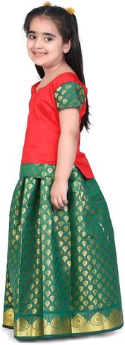 BownBee Traditional Silk lehanga Choli South Indian Pavadai - Half Sleeves - Pavda Pattu Choli for Baby Girls & Kids in Saudi Arabia