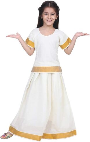 BownBee Traditional Silk lehanga Choli South Indian Pavadai - Half Sleeves - Pavda Pattu Choli for Baby Girls & Kids in Saudi Arabia