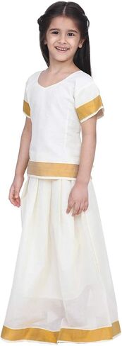 BownBee Traditional Silk lehanga Choli South Indian Pavadai - Half Sleeves - Pavda Pattu Choli for Baby Girls & Kids in Saudi Arabia