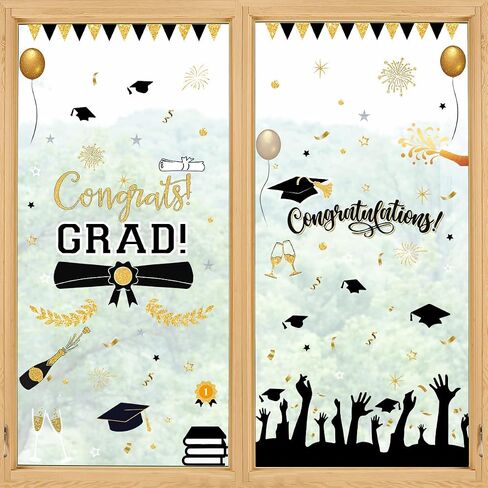 Horaldaily Graduation Window Cling Sticker, for Home Party Supplies Shop Window Glass Display Decoration in Saudi Arabia