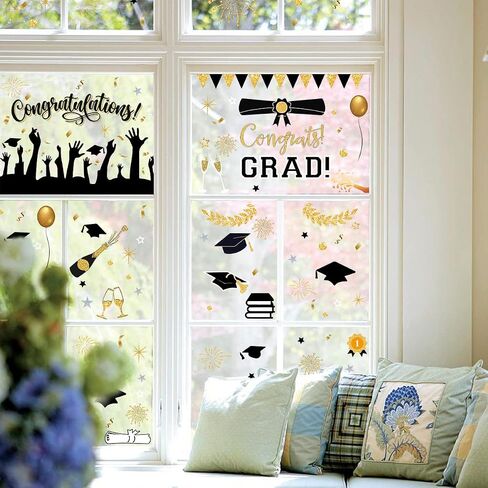 Horaldaily Graduation Window Cling Sticker, for Home Party Supplies Shop Window Glass Display Decoration in Saudi Arabia
