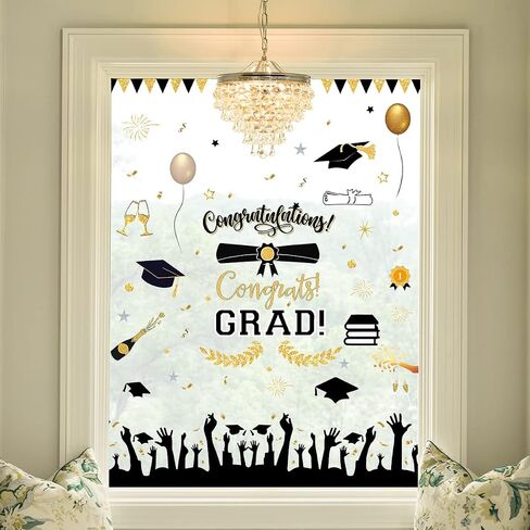 Horaldaily Graduation Window Cling Sticker, for Home Party Supplies Shop Window Glass Display Decoration in Saudi Arabia
