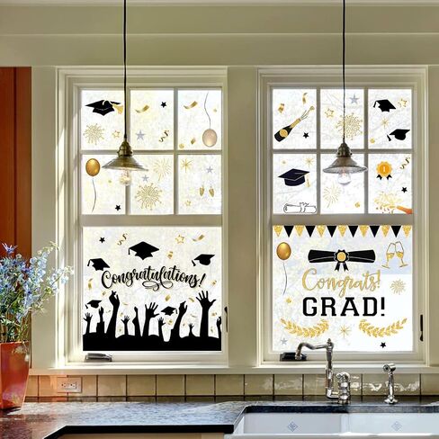 Horaldaily Graduation Window Cling Sticker, for Home Party Supplies Shop Window Glass Display Decoration in Saudi Arabia