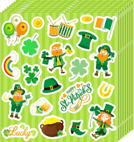 168 Pieces St. Patrick's Day Stickers Irish Shamrock Decal Stickers Shamrock Hat Beer Stickers Green PVC Self Adhesive Clover Label for Home Party Favors Decorations in Saudi Arabia