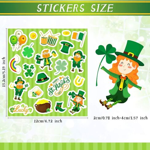 168 Pieces St. Patrick's Day Stickers Irish Shamrock Decal Stickers Shamrock Hat Beer Stickers Green PVC Self Adhesive Clover Label for Home Party Favors Decorations in Saudi Arabia