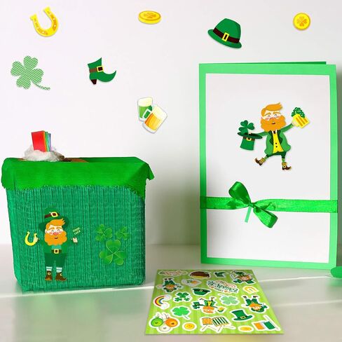 168 Pieces St. Patrick's Day Stickers Irish Shamrock Decal Stickers Shamrock Hat Beer Stickers Green PVC Self Adhesive Clover Label for Home Party Favors Decorations in Saudi Arabia