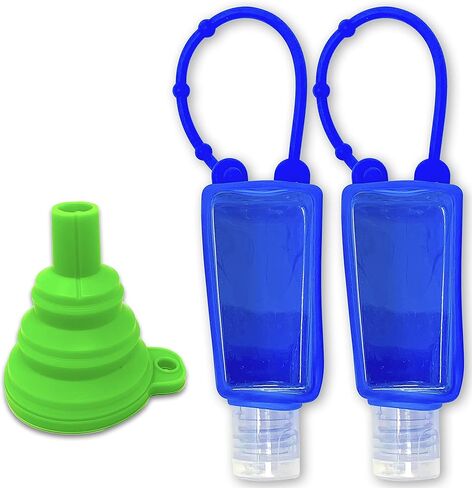 زجاجات حامل المطهر اليدوي بالحجم المناسب للسفر وسلسلة المفاتيح (سيليكون) أساسيات بحرية [30 مل] حاويات توزيع زجاجات فارغة قابلة لإعادة التعبئة in Kuwait