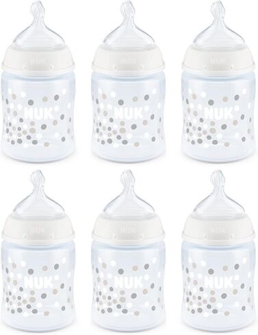 NUK Smooth Flow Anti-Colic Bottle, 10 Ounce Pack of 6, Fashion (Zebra) in Saudi Arabia