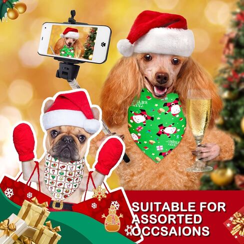 12 قطعة عيد الميلاد الكلب باندانا مثلث باندانا مثلث وشاح المرايل منديل مع أنماط عيد الميلاد لعيد الميلاد الحيوانات الأليفة زي اكسسوارات الديكور (سانتا، الحلوى، الأيائل) in Kuwait