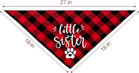 NTKIO Funny Red Plaid Cotton Little Sister Pet Dog Bandana, Pet Dog Gender Revealing Photo Prop Triangle Bibs Accessories Birthday Wedding Party for Dog Lovers Owner Gift, Medium in Kuwait