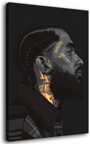 ملصق فني فني من القماش مطبوع عليه عبارة «Legends Never Die Rap Singer» نيبسي هاسل لمحبي الهيب هوب وصورة فنية جدارية لديكور غرفة النوم العائلية الحديثة مقاس 18 × 12 انش بدون اطار in Kuwait