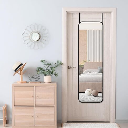 CTBRT 47x14 Inch Mirror Full Body Length Mirror Over The Door Hanging Mirror 47"x14" Wall Mounted Aluminum Alloy Frame Dressing Make-up Mirror for Entryway Bedroom Bathroom Living Room Black in Saudi Arabia