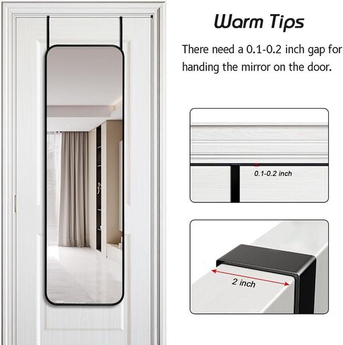 CTBRT 47x14 Inch Mirror Full Body Length Mirror Over The Door Hanging Mirror 47"x14" Wall Mounted Aluminum Alloy Frame Dressing Make-up Mirror for Entryway Bedroom Bathroom Living Room Black in Saudi Arabia
