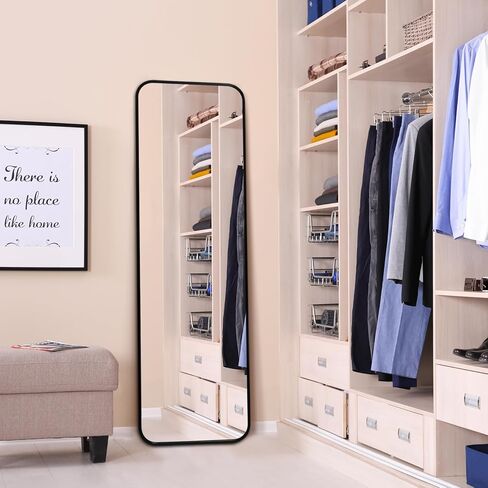 CTBRT 47x14 Inch Mirror Full Body Length Mirror Over The Door Hanging Mirror 47"x14" Wall Mounted Aluminum Alloy Frame Dressing Make-up Mirror for Entryway Bedroom Bathroom Living Room Black in Saudi Arabia