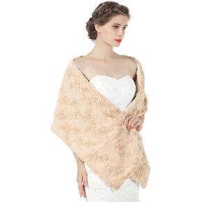 BEAUTELICATE Faux fur Shawl For Women Wedding Bridal Wrap Stole Shrug Warm Winter Cover Up for Evening Dress in Kuwait