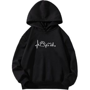 OYOANGLE Girl's Cartoon Print Long Sleeve Pullover Hoodie Tops Casual Sweatshirts