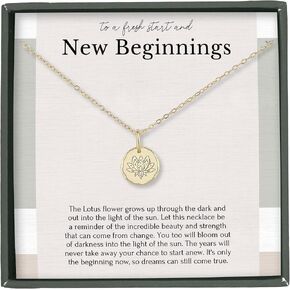 HOPE LOVE SHINE New Beginnings Lotus Necklace for Women - Gifts for Her - Divorce Gifts, Addiction Recovery, AAA, Sobriety Gifts for Women, Break Up, Recovery - Lotus Pendant, Sterling Silver in Kuwait